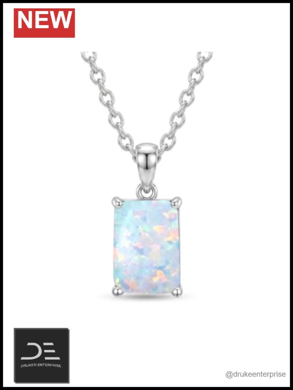 925 Sterling Silver Opal Pendant Necklace for Women October Birthstone Gift